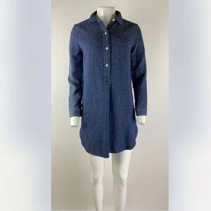 Madewell Sz S Chambray Popover Shirt Dress Blue 100% Cotton Denim Look Casual